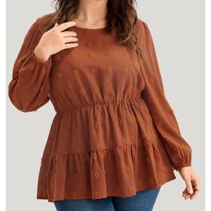 NWT BloomChic Polka Dot Ruffle Blouse Orange 26 4x